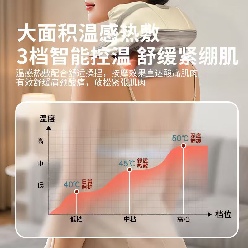 澳柯玛肩颈按摩器按摩披肩斜方肌颈椎按摩器肩颈背部按摩仪颈椎热敷揉捏颈椎按摩器送长辈生日礼物男女