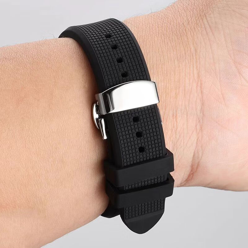 适配天梭力洛克硅胶表带杜鲁尔时魅海星系列黑色-银蝴蝶扣19mm 黑色+银蝴蝶扣 21mm【表带宽度】