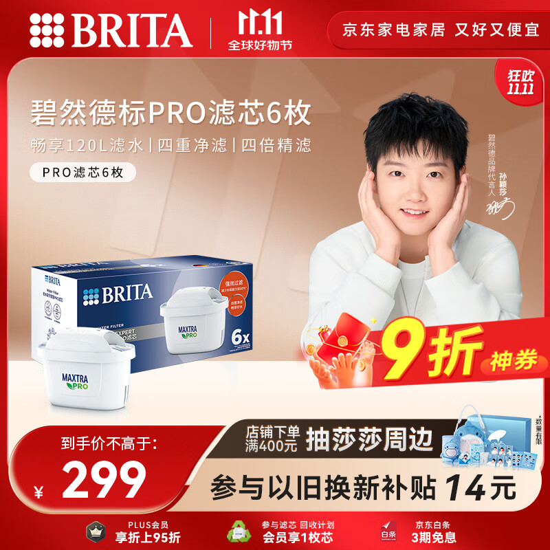 碧然德（BRITA）家用净水壶 滤水壶滤芯 MAXTRA Pro WLE 去水垢专家版PRO滤芯6只装