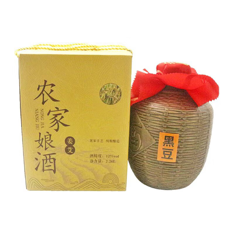 万绿康梅州黄酒特产客家娘酒月子酒12度当年新酿礼盒装 梅州黄酒 2260mL 1坛 礼盒装 黑豆黄酒