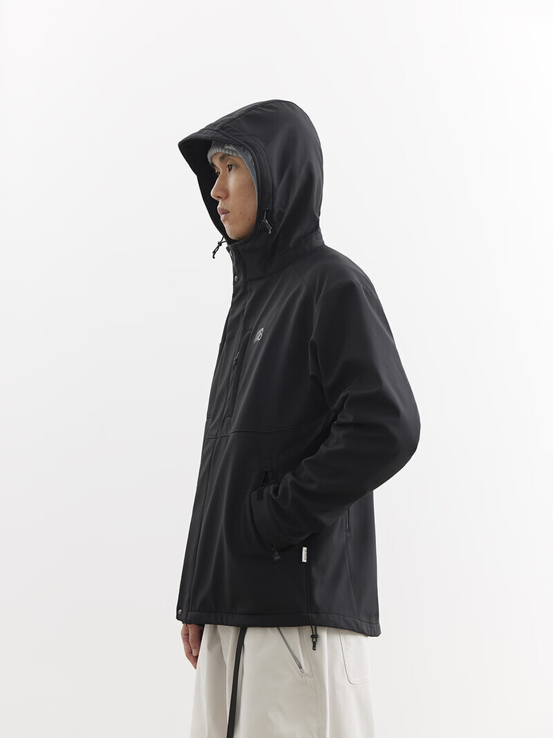 chichaqu吃茶去25秋冬户外三防防风防泼水带绒软壳连帽夹克休闲 芥黄 XL