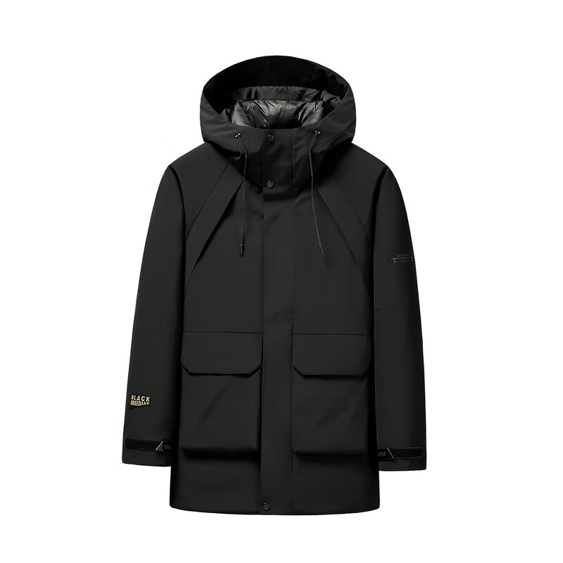 雪中飞新款男士中长款羽绒服冬季休闲冬季保暖羽绒外套防风 黑色|8056 XL /180/96A