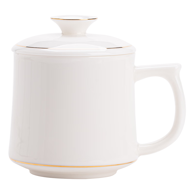 蘇氏陶瓷羊脂玉描金泡茶杯辦公杯水杯會議杯帶蓋馬克杯伴手禮盒組節(jié)日禮物