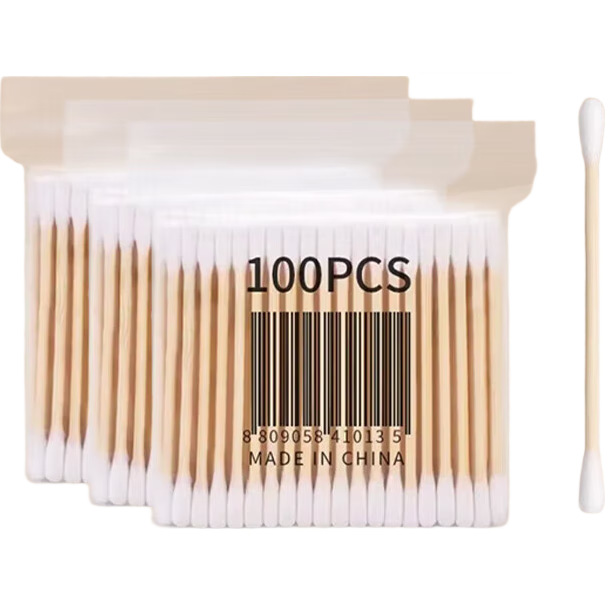 相机擦镜数码清洁棉签双头棉签木棒一次性竹棒家用清洁 棉签3包（300支装）