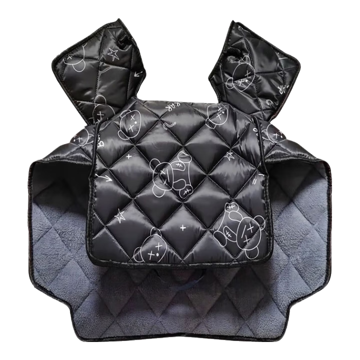 绿源电动车挡风被秋冬季加绒加大加厚冬季保暖电瓶车摩托车防水防风罩 【牛津布】加绒加厚Hi熊兔