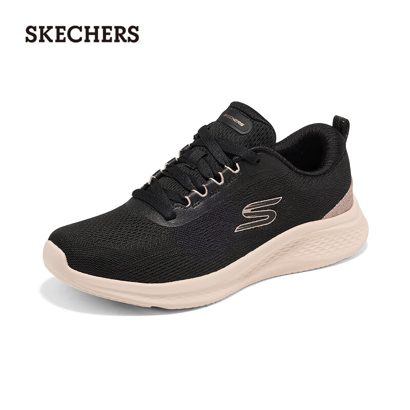 斯凯奇（Skechers）女鞋秋季运动鞋时尚休闲鞋轻便低帮厚底缓震健步鞋 黑色/玫瑰金色 /BKRG 38