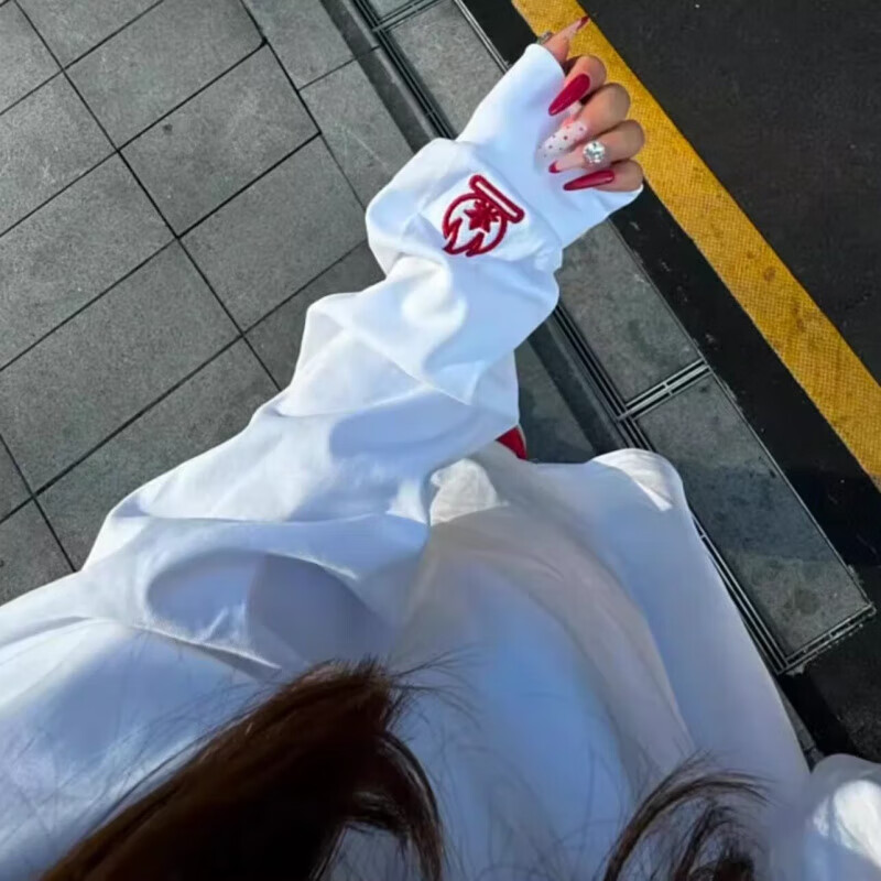 POUMburning小火苗火焰刺绣卫衣男款秋冬美式无帽重磅长袖T恤情侣外套 BJZXF-X1522黑色 L 110-130斤