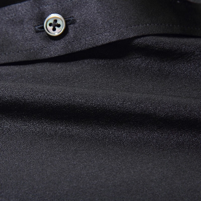 GIEVES CHARLES真丝衬衫男士长袖新款纯色方领商务休闲桑蚕丝衬衣 米白色 56 （仅用于定制，非定制勿拍）