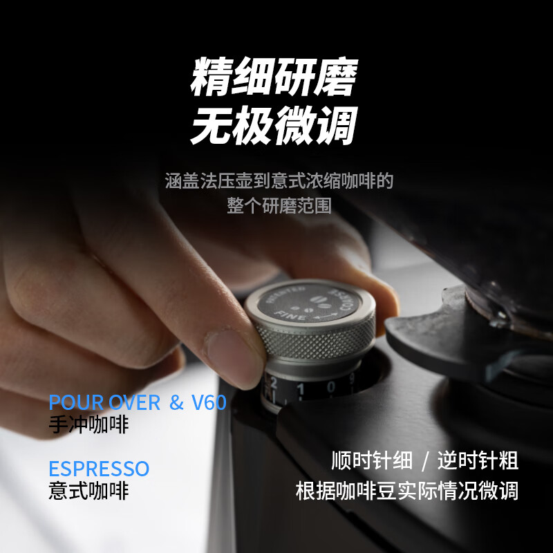 EUREKA磨豆机 ATOM EX意大利进口意式咖啡豆计时定量咖啡粉电动研磨机 ATOM EX75-黑色