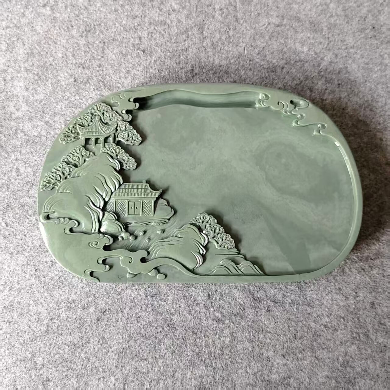 老坑原石手工雕刻砚台 书法绘画磨墨砚台 文房四宝收藏 松花石砚老坑