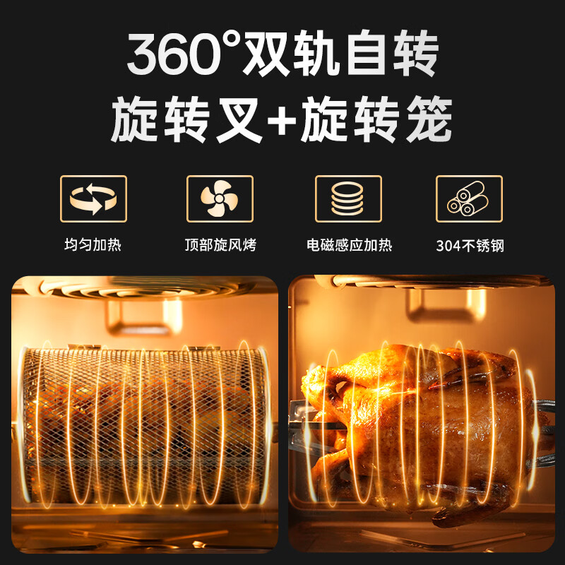 德国宝(German Pool)蒸烤一体电烤箱 15L家用蒸烤箱 多功能烤箱 蒸烤焗炉空气炸锅 专业蒸烤箱气炸 SGV-1538L 黑色 15L