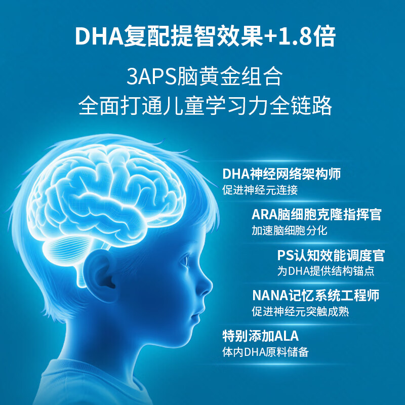 ORIGIMEL优赋 婴幼儿dha儿童DHA 婴童脑达2号眼脑健康发育 3岁及以上儿童 学龄脑达2号 26粒*2盒