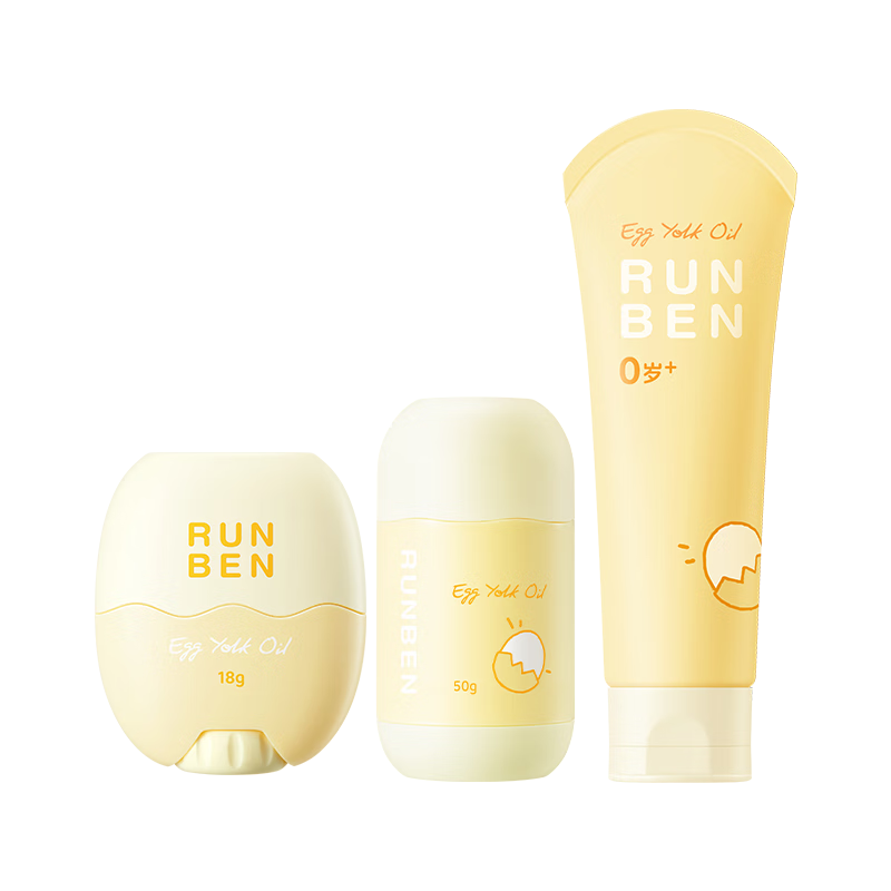 润本（RUNBEN）婴童蛋黄油身体乳100ml+蛋黄油特护面霜棒18g+蛋黄油身体棒50g