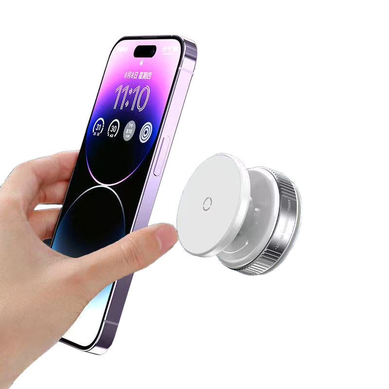 【包邮】2025新款真空滴胶吸盘磁吸手机支架多功能车载中控台防抖导航车内专用 银月白-超强吸附【6000吸附力】