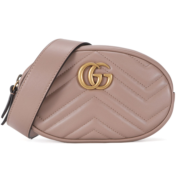 古驰 gucci 女士marmont系列深豆沙色牛皮腰包 476434