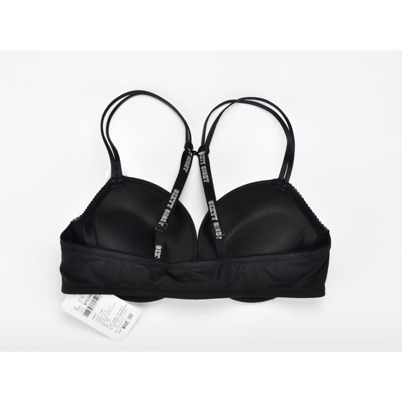 6IXTY8IGHT68全新光面字母肩帶前扣聚攏中厚杯文胸BR00541 光面黑色_BR00541 70B