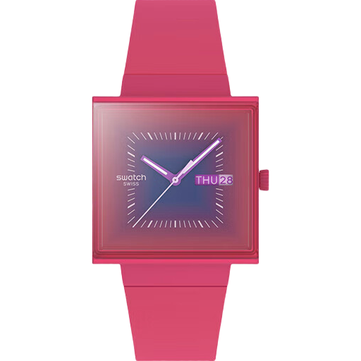 斯沃琪（Swatch）瑞士手表 方表系列 情侶中秋禮物石英腕表 破曉晨輝SO34R700