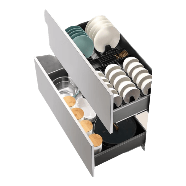 諾米（Nuomi）廚房櫥柜雙層拉籃單雙層碗碟籃碗碟置物架抽屜式碗碟收納籃 800柜（平籃+碗籃）-阿爾法Pro