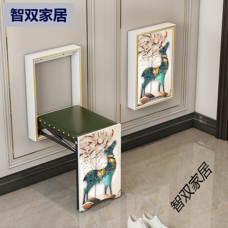 好戰友（haozhanyou）折疊換鞋凳家用門(mén)口壁掛式穿鞋凳伸縮 白色-神鹿佑家