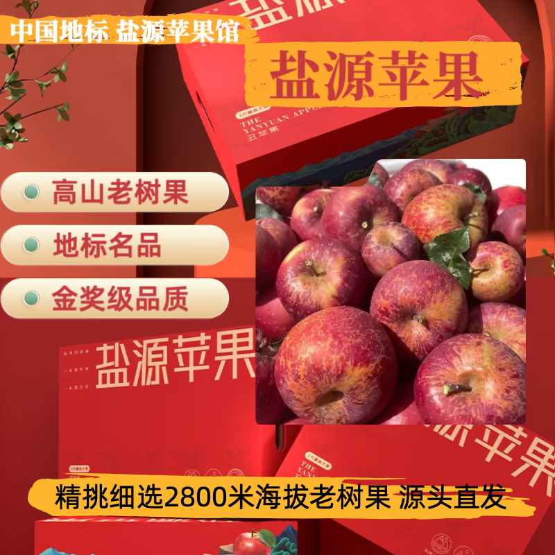 【盐源苹果馆】高山老树果大凉山丑苹果盐源苹果冰糖心苹果 24枚中大果 净重8斤+（75-80mm)