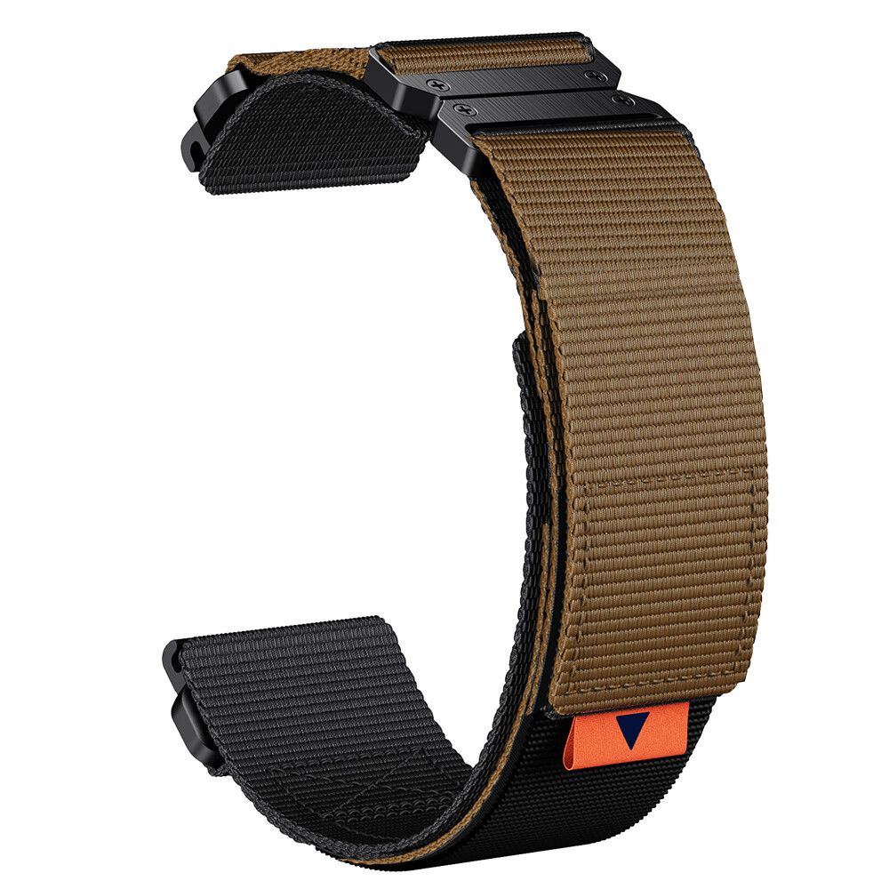 ENDUROBAND适用佳明手表泰铁时tactix8飞耐时fenix8/7/6/5尼龙快拆魔术贴原装快拆腕带 黑卡其 26mm佳明专用快拆接口