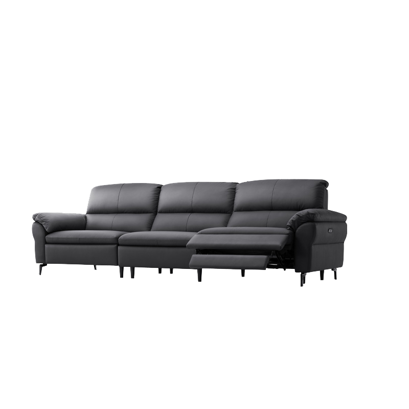 左右零靠墻電動功能沙發(fā)高腳可進掃地機皮藝沙發(fā)6072 小三左 黑