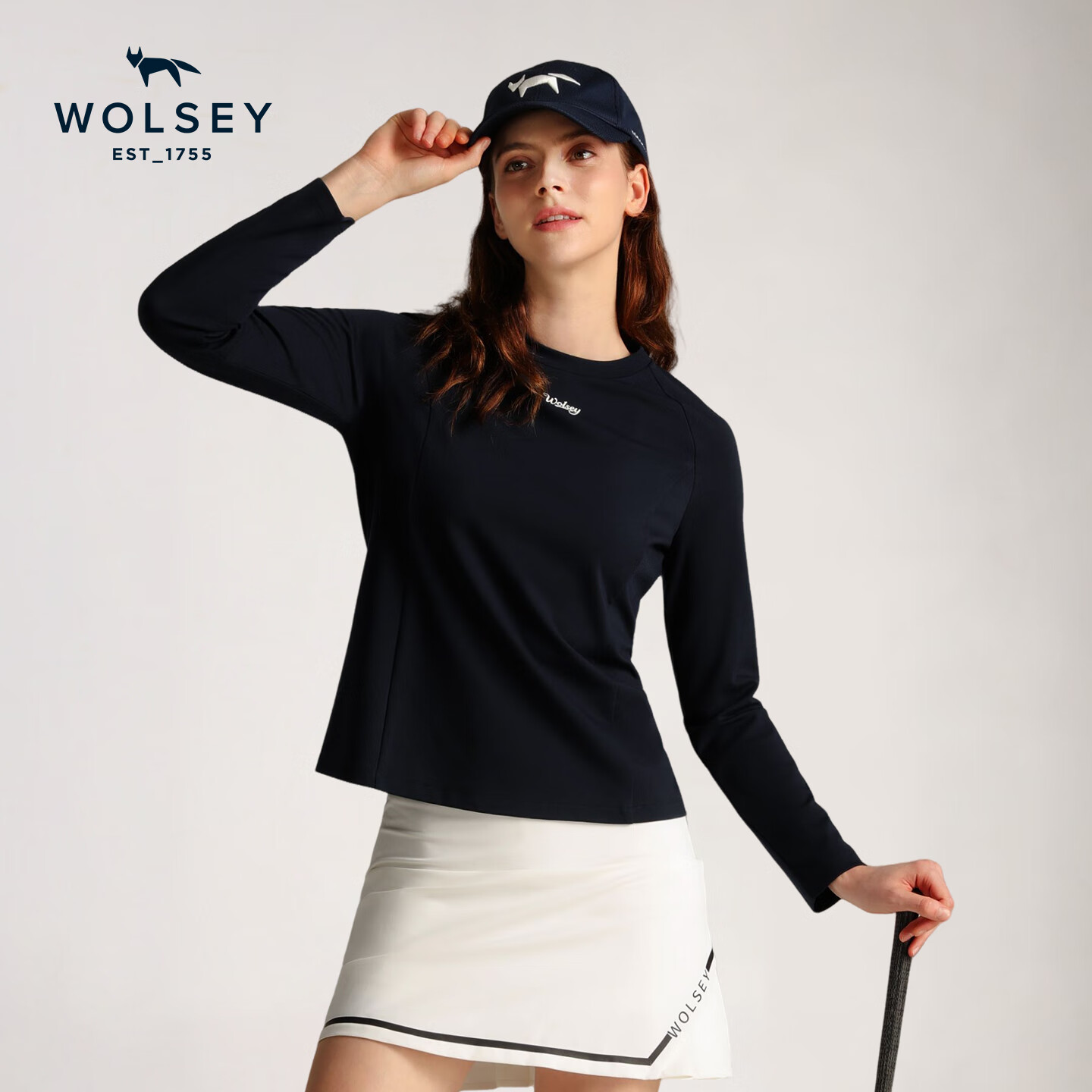 WOLSEY【18.5微米美利奴羊毛】天丝混纺长袖T恤高弹透气打底衫 藏青色【男款】 L 【男款175女款170】