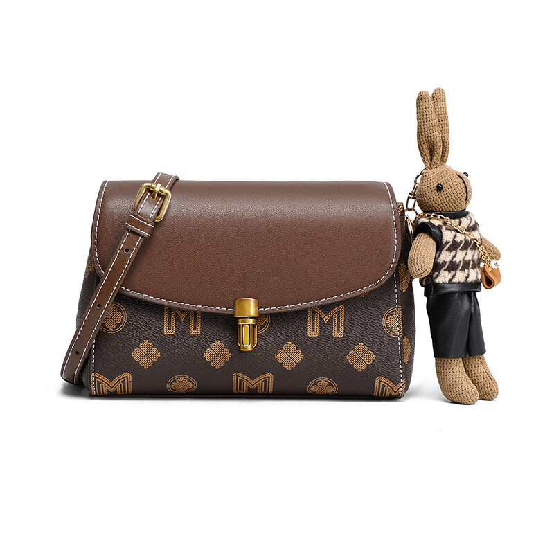 纪诗哲(GIEVSZHE)轻奢包包女包单肩包女士斜挎包七夕圣诞节送女友老婆妈妈节日礼物 米白配棕 精美礼盒