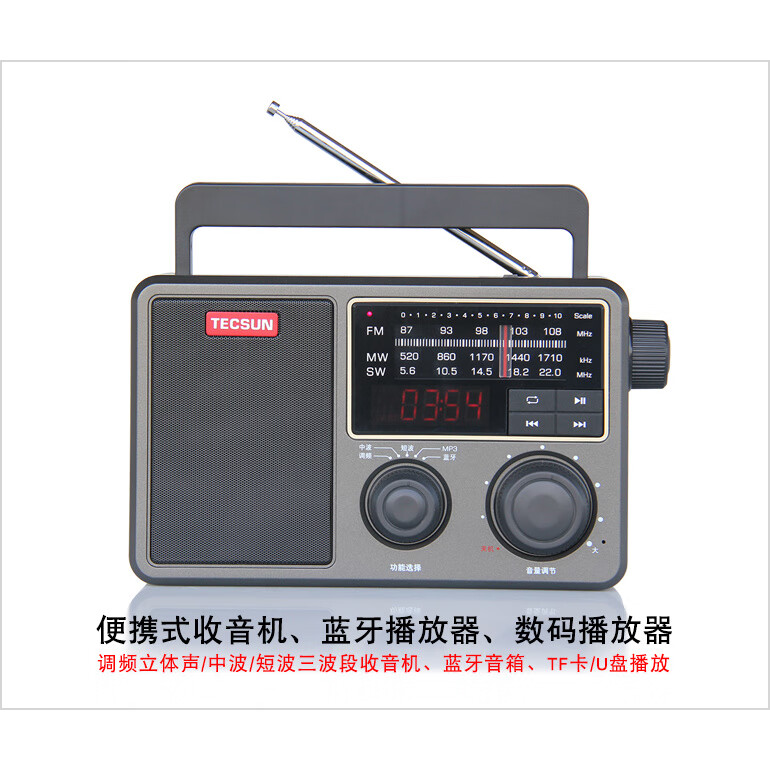 德生RP-307便攜式DSP數(shù)字解調(diào)收音機/藍牙音箱/數(shù)碼播放器 鐵灰色