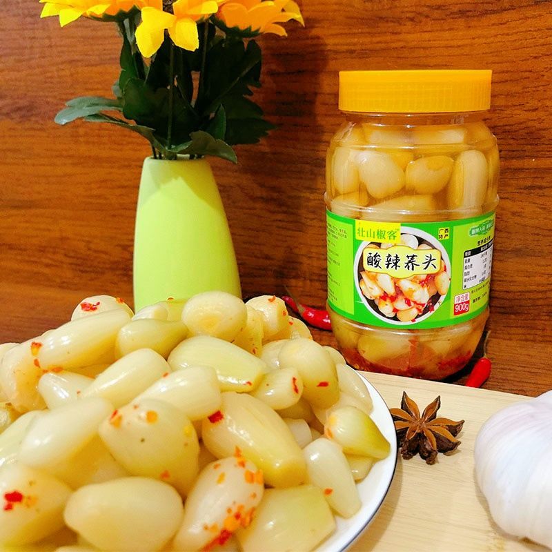广西酸荞头酸辣新鲜腌制藠头下饭菜鱼生开胃调料泡菜瓶装荞头 酸辣