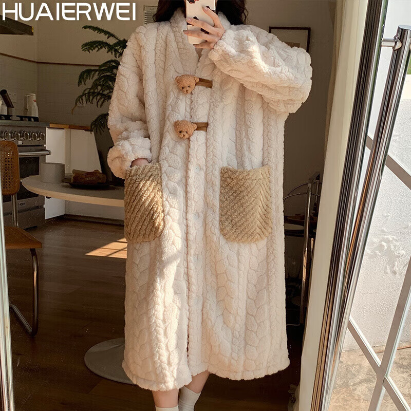 維多利亞的秘密(Victoria's Secret)Victoria&aposs Secret2025新款秋冬季睡袍女珊瑚絨加絨加厚長款 770單睡袍 M (建議155162高80105斤重)