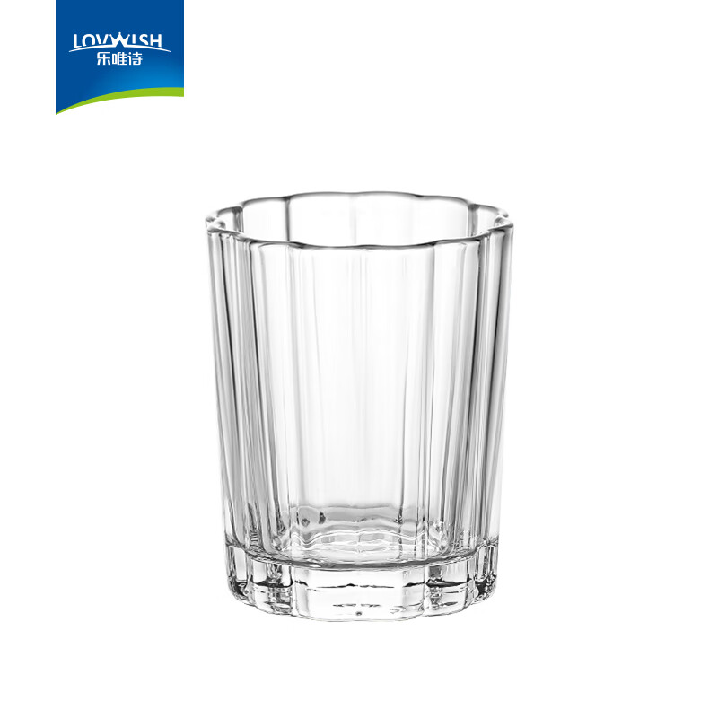乐唯诗高颜值超简约水果茶杯直筒玻璃杯子冰美式咖啡杯鸡尾酒杯气泡水杯 花开半朵矮杯【透明】220ml*1