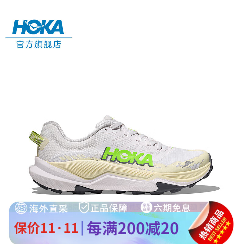 Hoka One One男女款夏季托伦特4越野跑步鞋TORRENT 4竞速减震耐磨 【新色】白色_青柠绿-女 36 _220mm