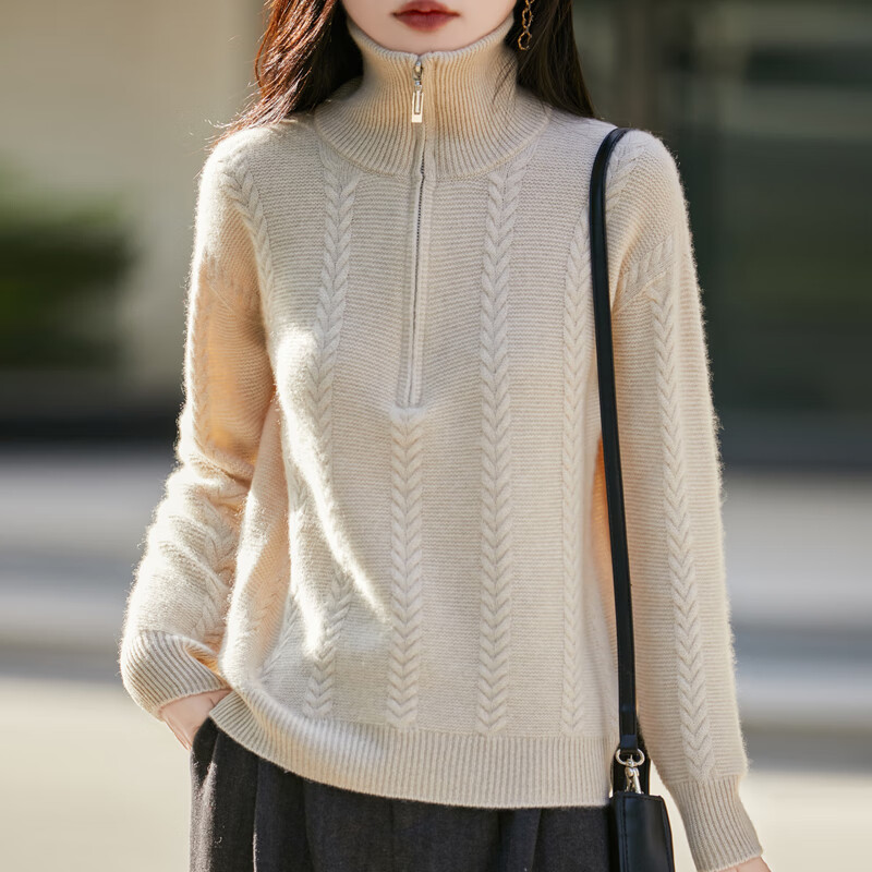 香影纯2025秋冬新款羊毛衫女半高领加厚毛衣女宽松针织衫保暖镂空毛衣女 灰色 4XL (建议150-165斤)