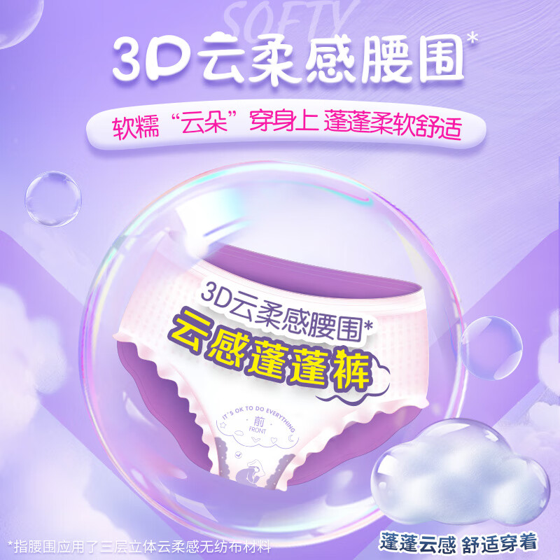 薇尔夜用安睡裤安心裤防漏超薄透气超熟睡加长夜用卫生巾姨妈巾 M-L码 15条 100-140斤 【蓬蓬裤】