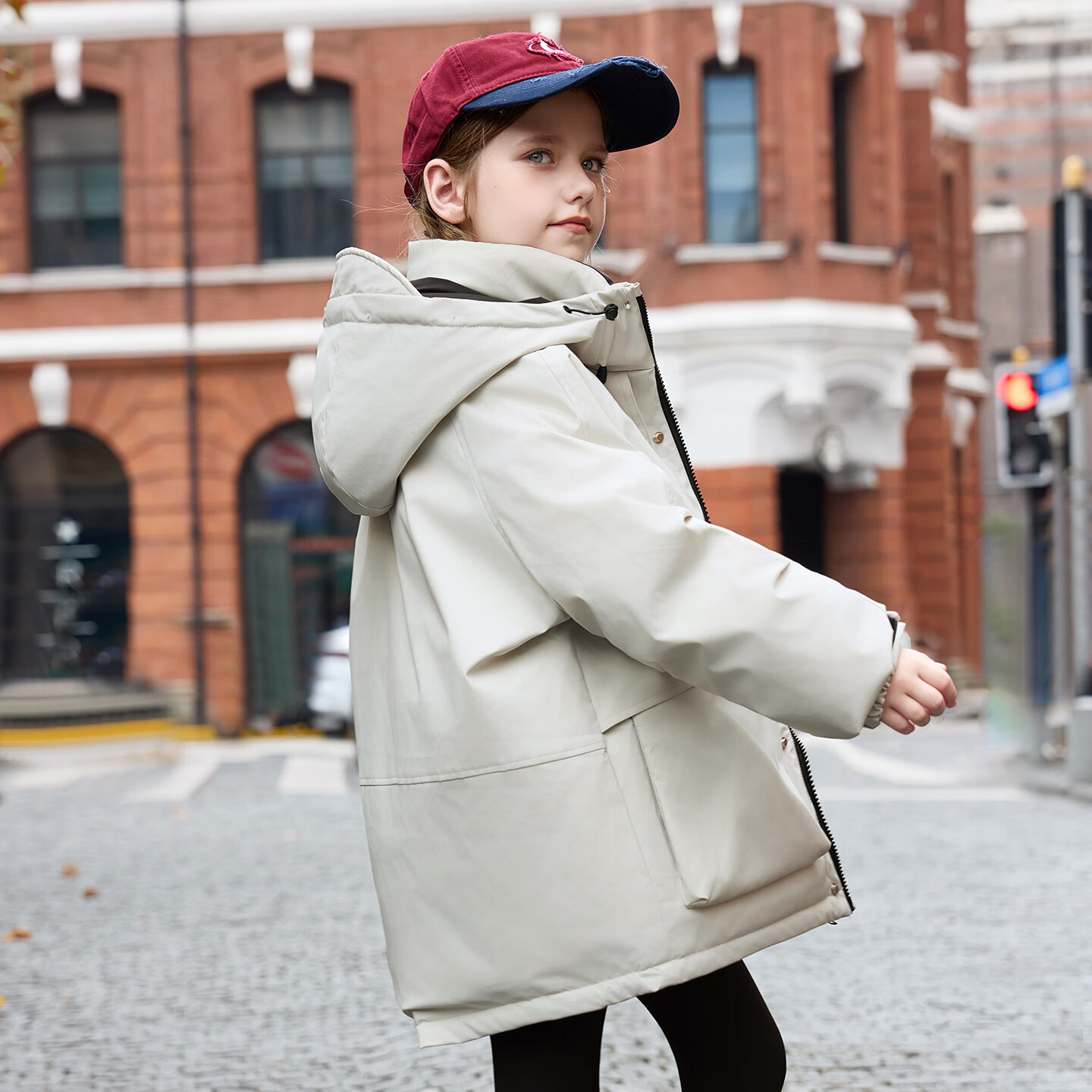 ABC KAIA儿童羽绒服加厚女童2025冬新款洋气中大童男童冲锋衣滑雪服外套潮 川月白色 130