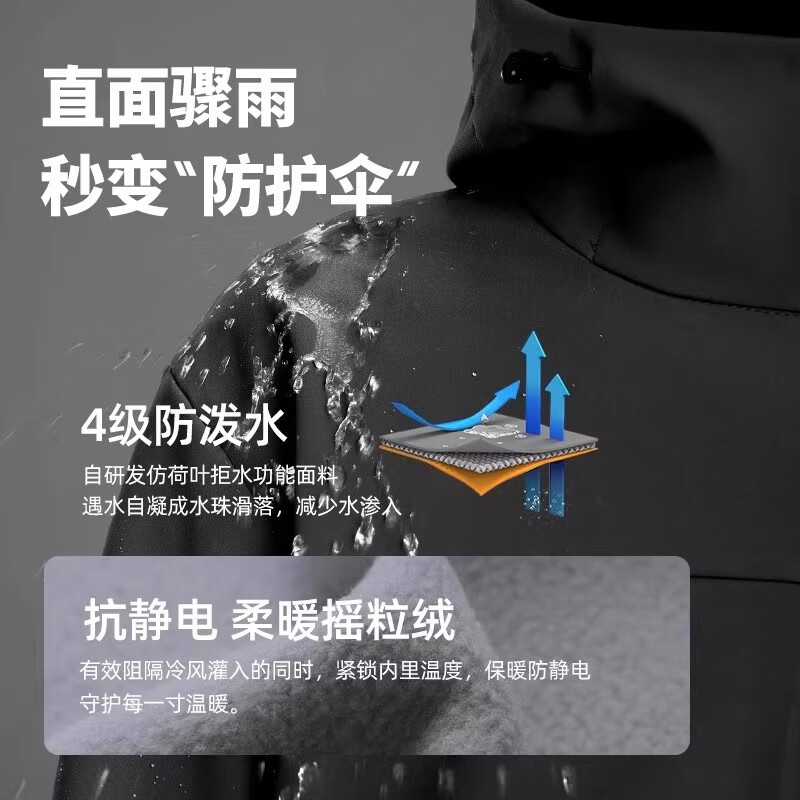 骆驼女装软壳衣女防风防水外套加绒保暖锁温抗静电连帽夹克男