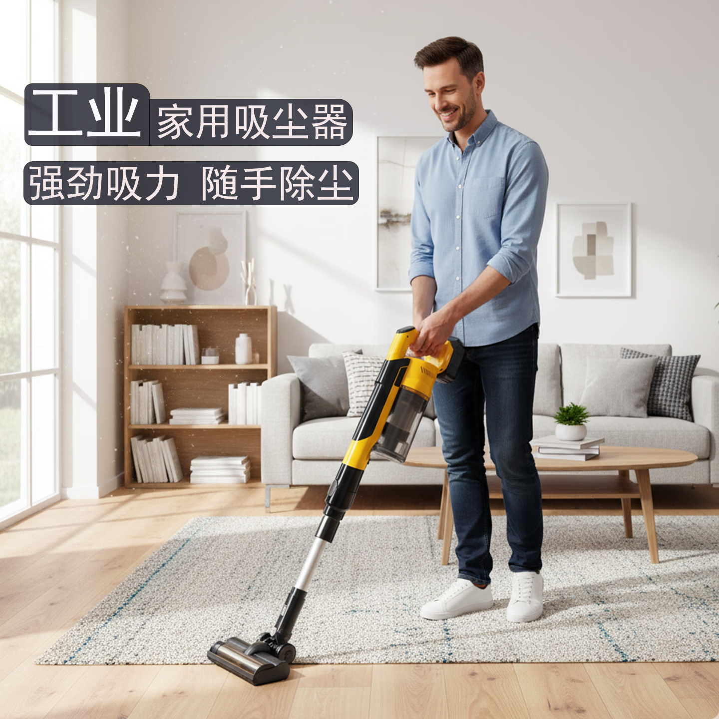 Toohello无线吸尘器车载家用工业大吸力装修门窗美缝宠物猫狗毛开荒大功率商用地毯砂石毛发锂电无刷吸尘器 标准无刷黄色吸尘器【无电池】