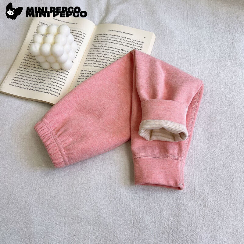 小猪班纳（PEPCO）校服内搭儿童保暖裤女童秋裤无痕打底裤男童打底秋裤 保暖裤-蓝色条纹 160 cm