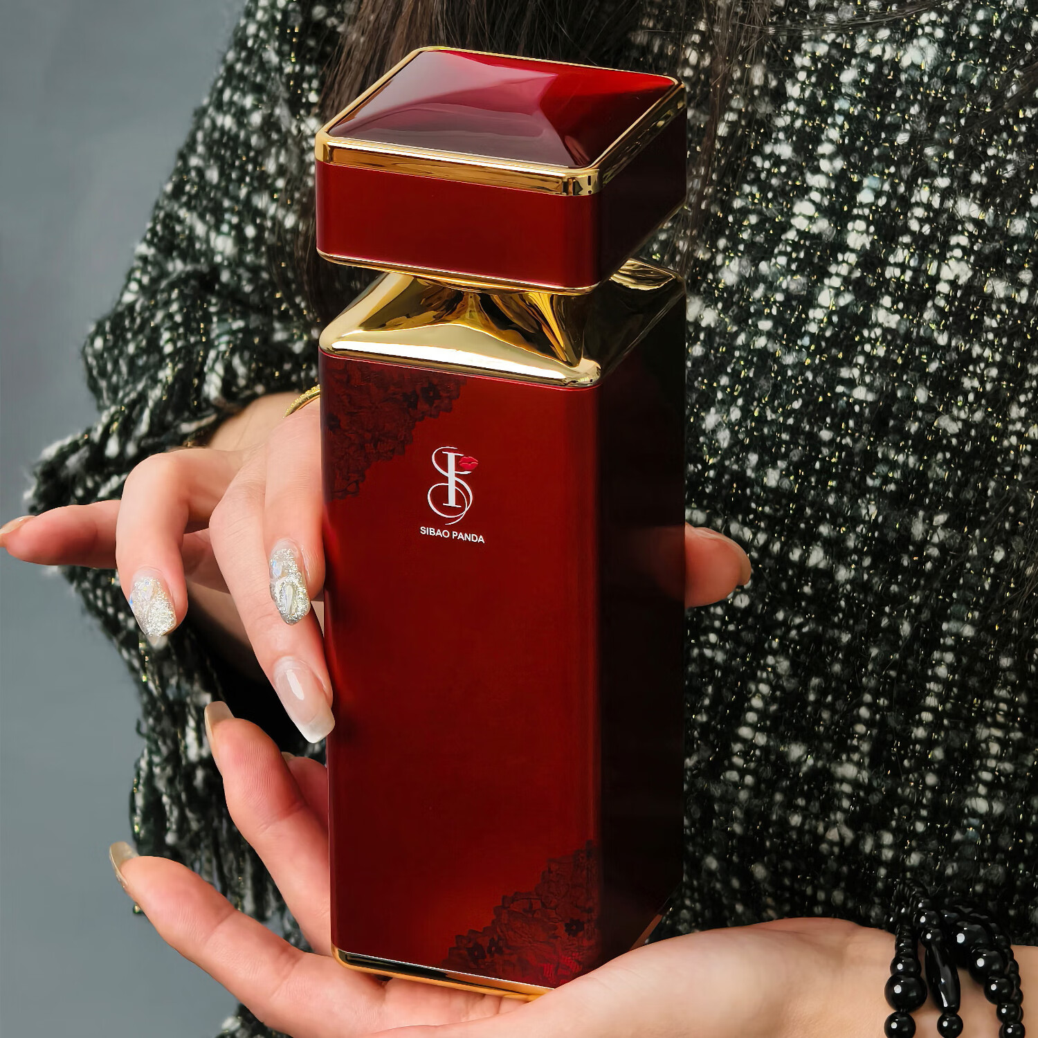 思宝高颜值高端不锈钢保温杯正品女生水杯纪念日母亲节情人节礼物水杯 红宝石（金）蕾丝版 单杯不含杯套