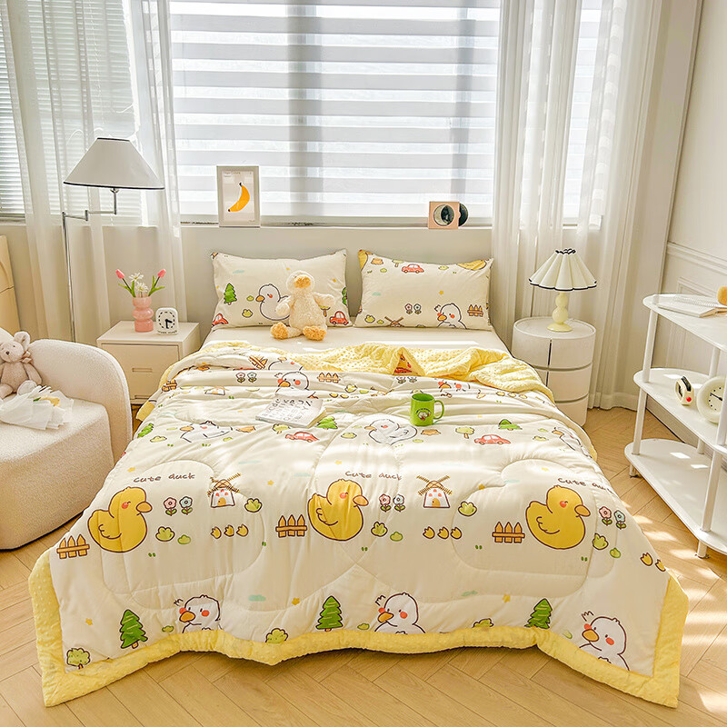 胖东来同款大豆豆豆被夏季冰凉豆豆夏凉被大豆纤维空调被夏天薄被 草莓狗 双人夏被-200X230/cm【A类豆豆被 软糯亲