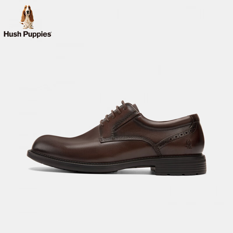 暇步士（Hush Puppies）【商场同款】男鞋商务皮鞋 德比鞋正装鞋通勤皮鞋男士婚鞋 卡布奇诺 44