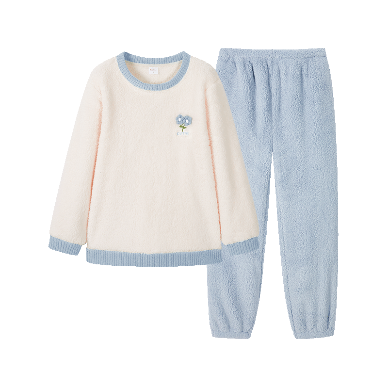 都市丽人内衣女士睡衣套装纯色套头加绒米粒绒法兰绒珊瑚绒家居服2H3212