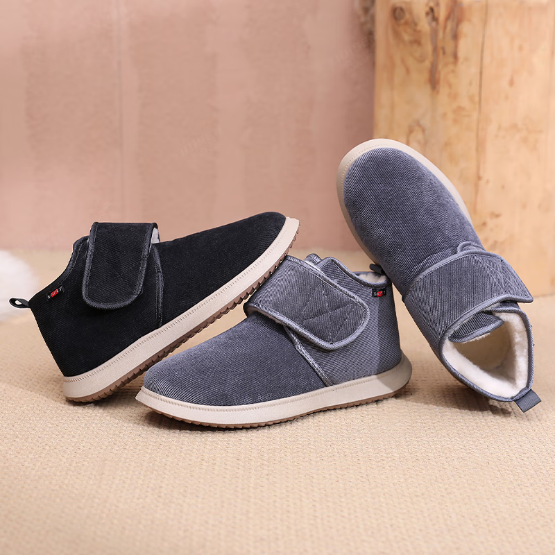 意迪森老北京布鞋绵羊毛加绒雪地靴男款软底防滑加宽舒适爸爸保暖厚棉靴 灰色 加绒 41 (255mm)