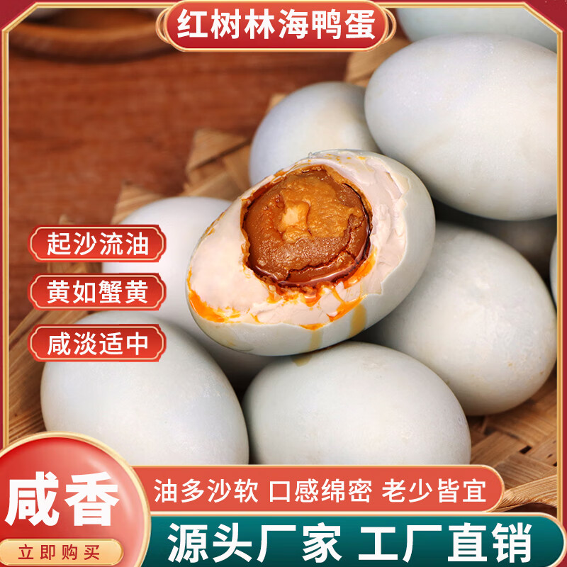 合天宝龙老渔村咸鸭蛋烤海鸭蛋正宗广西北海红树林流油不咸非高邮即食咸蛋 中蛋60g-69g*10枚【尝鲜】