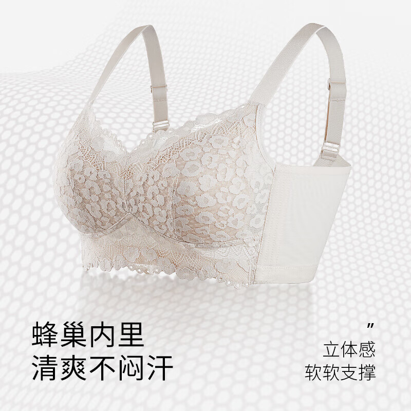 千奈美断码清仓收副乳蕾丝内衣女大胸显小无钢圈防下垂文胸 黑色 75B 34B