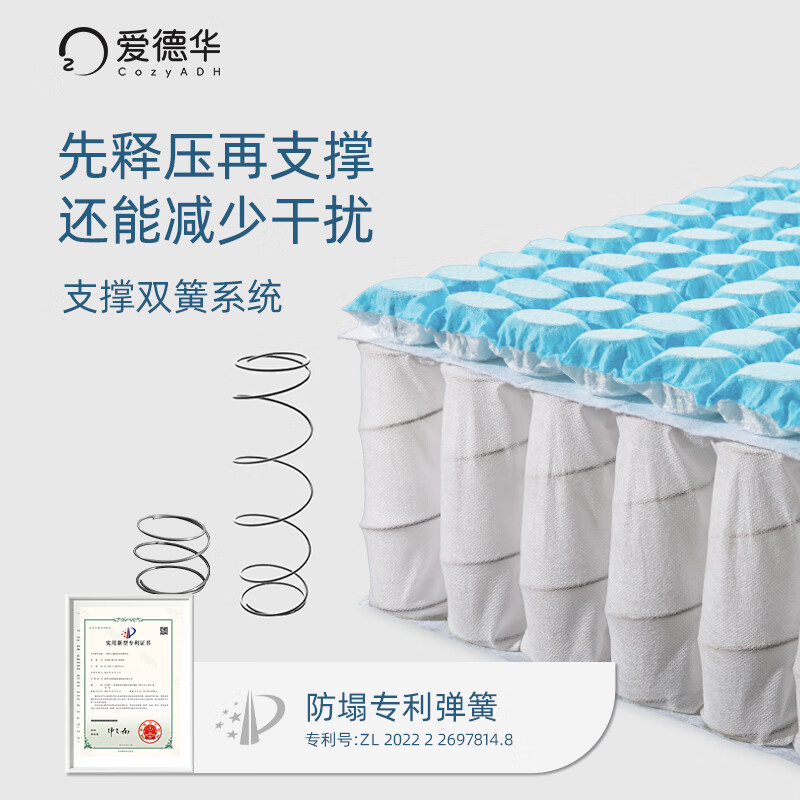 爱德华15%补贴家用独立弹簧床垫可拆卷包驼绒记忆棉双人护脊席梦思 A款：柔软承托 精准支撑 可调节睡感=22cm厚 1.2*1.9米（可拆洗-超舒适）