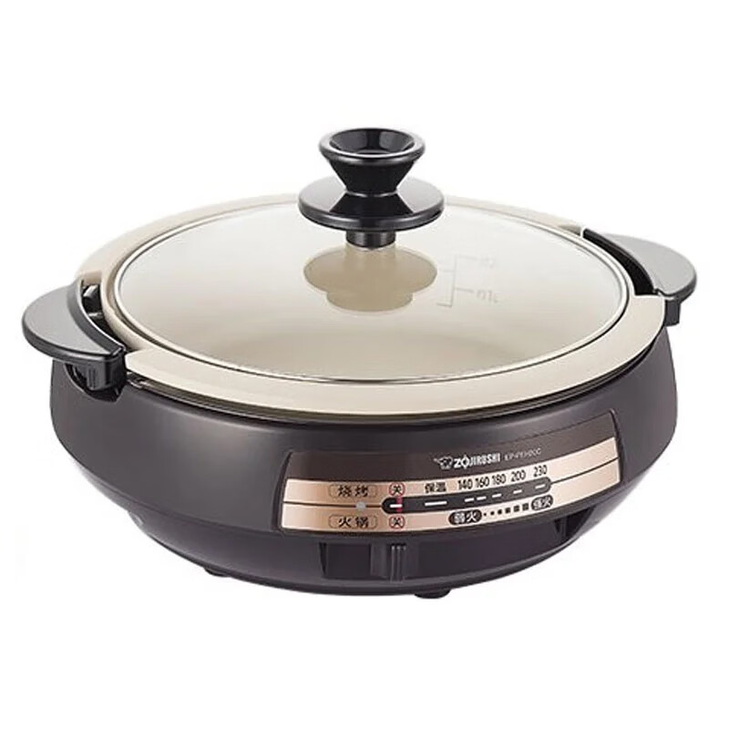象印(ZO JIRUSHI)【国家补贴】电火锅鸳鸯锅家用多功能料理锅电蒸锅烧烤两用宿舍煮锅蒸炖煮炒煎不粘电煮锅 3.7L 煎烤蒸煮多功能锅PEH20C 全国联保|团购更优惠