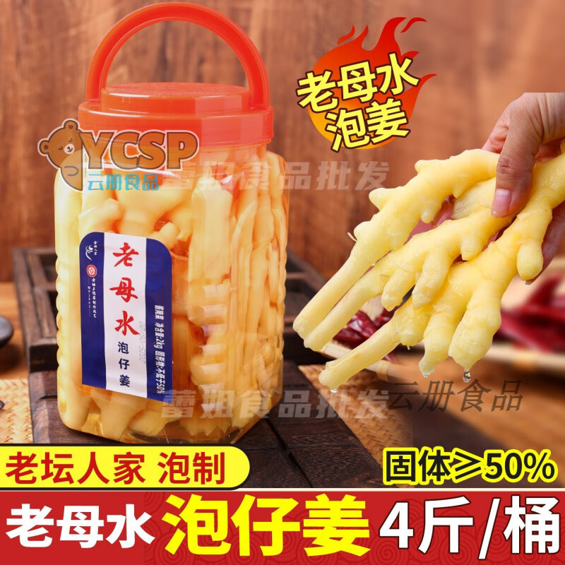 老壇人家四川泡仔姜2kg泡姜芽酸姜泡子姜仔姜嫩姜腌制泡菜農家泡生姜芽 泡仔姜 4斤x1罐(嫩姜)