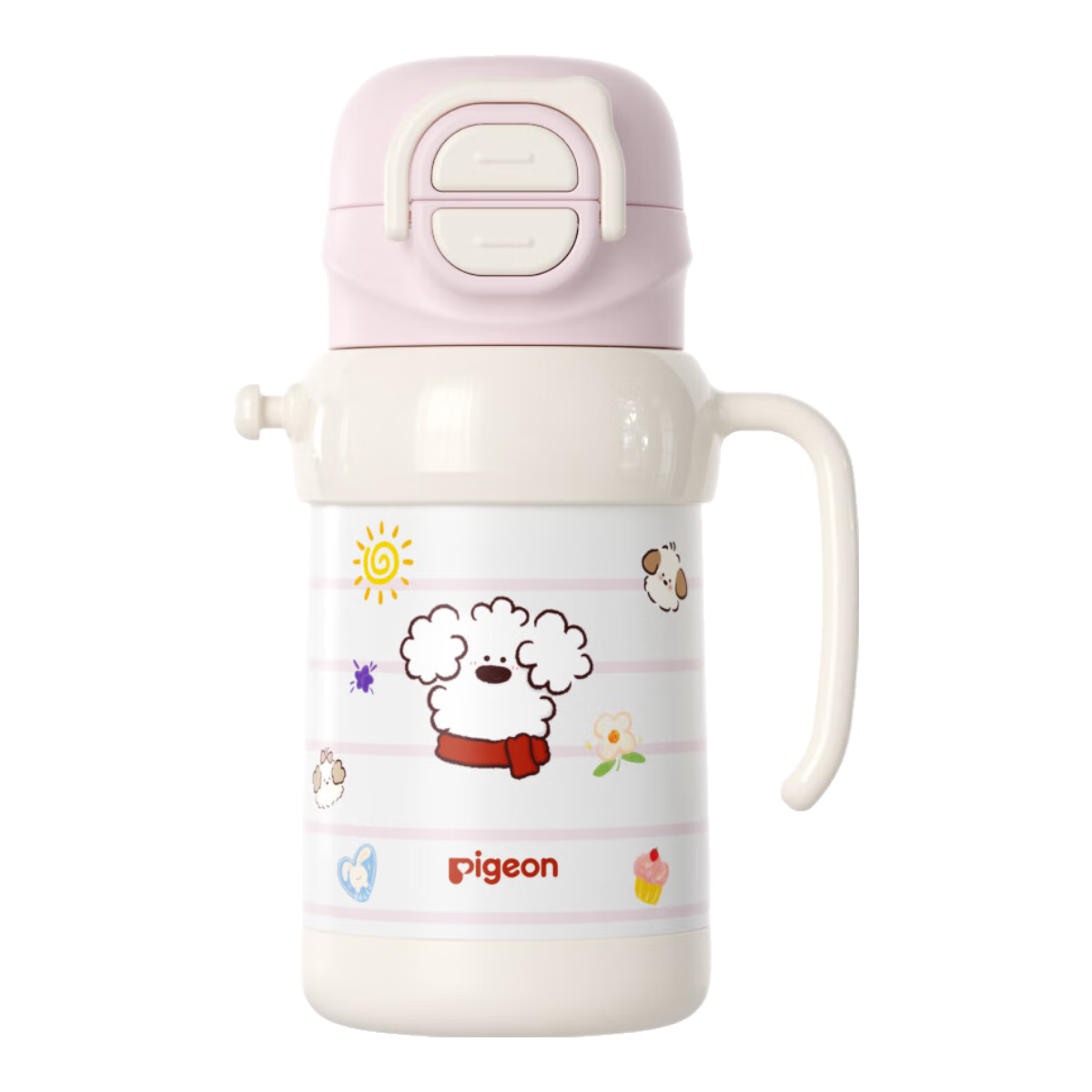 贝亲儿童保温杯 水杯上学吸管杯 316不锈钢保温杯儿童 miiiiichan联名 3岁+双饮头（粉色暖暖小狗） 450ml